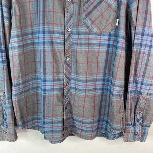 ELEMENT Mens Blue Plaid Brushed Cotton Button Down Shirt Gorpcore Long Sleeves M - Picture 5 of 12